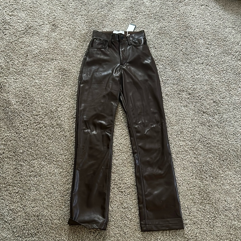 Brown leather pants